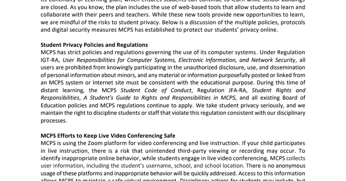 200403 Parent Communication - Important Information Regarding Student Privacy[31486].pdf