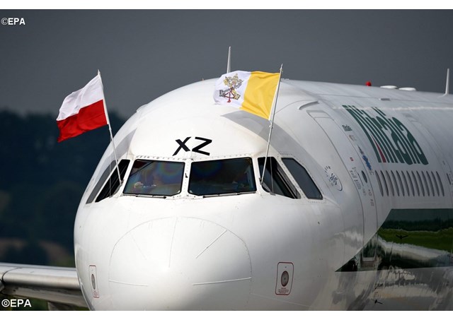 The plane with Pope Francis aboard taxies at Balice Airport during the World Youth Day 2016 in Krakow, Poland, 27 July 2016 - EPA