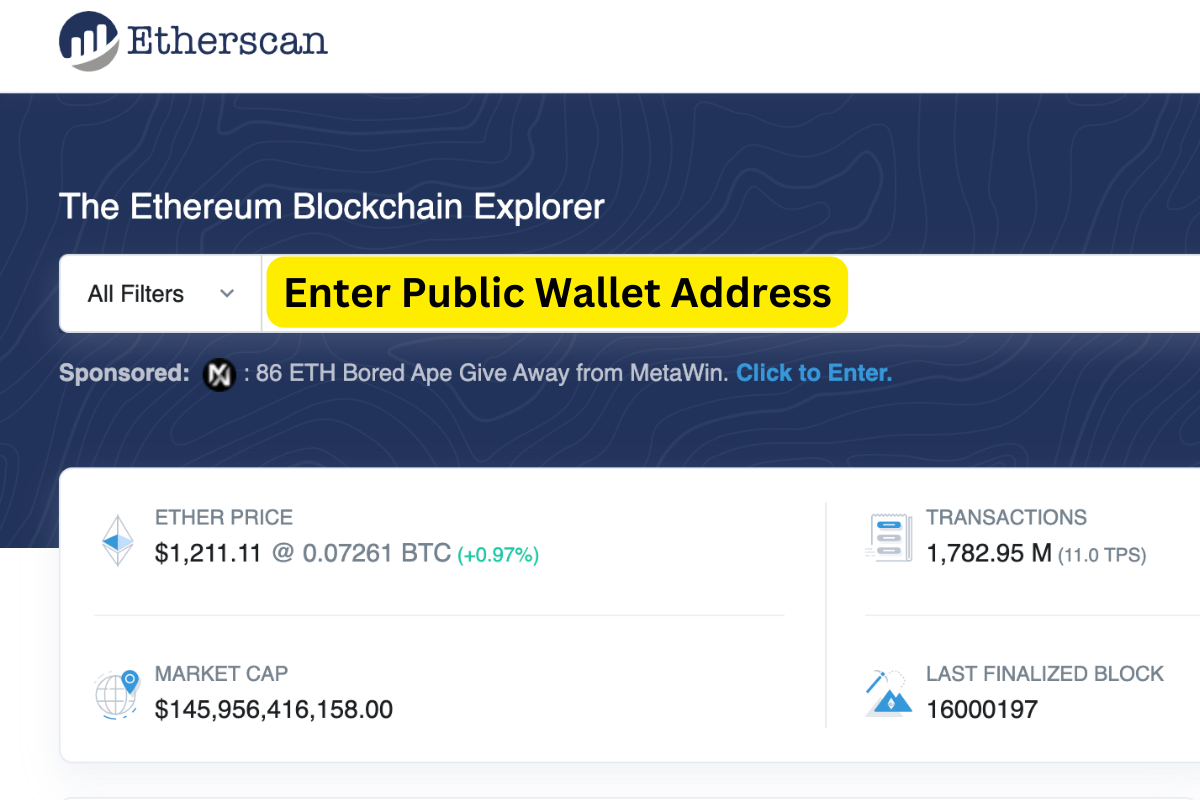 Etherscan public blockchain explorer.