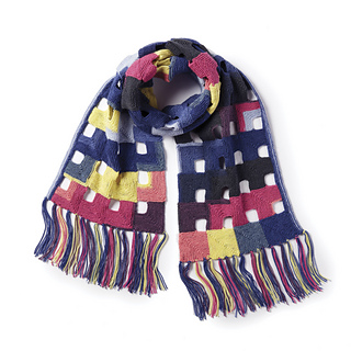 colorful scarf with fringe on white background