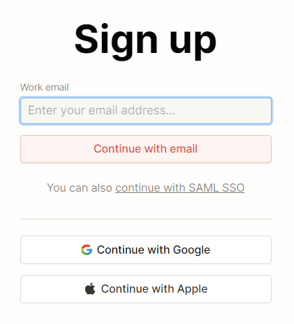 メールアドレスを入力→「 Continue with email 」をクリック