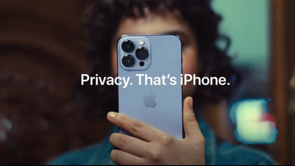An iPhone ad promoting Apple's privacy protections.