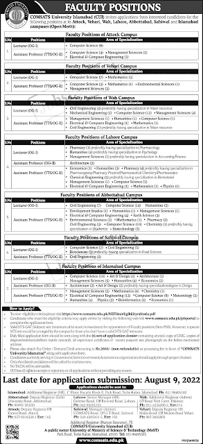 Today Latest Jobs Pakistan – COMSATS University CUI Jobs 2022