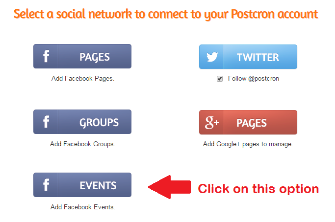 Select a Social Network to post with Postcron