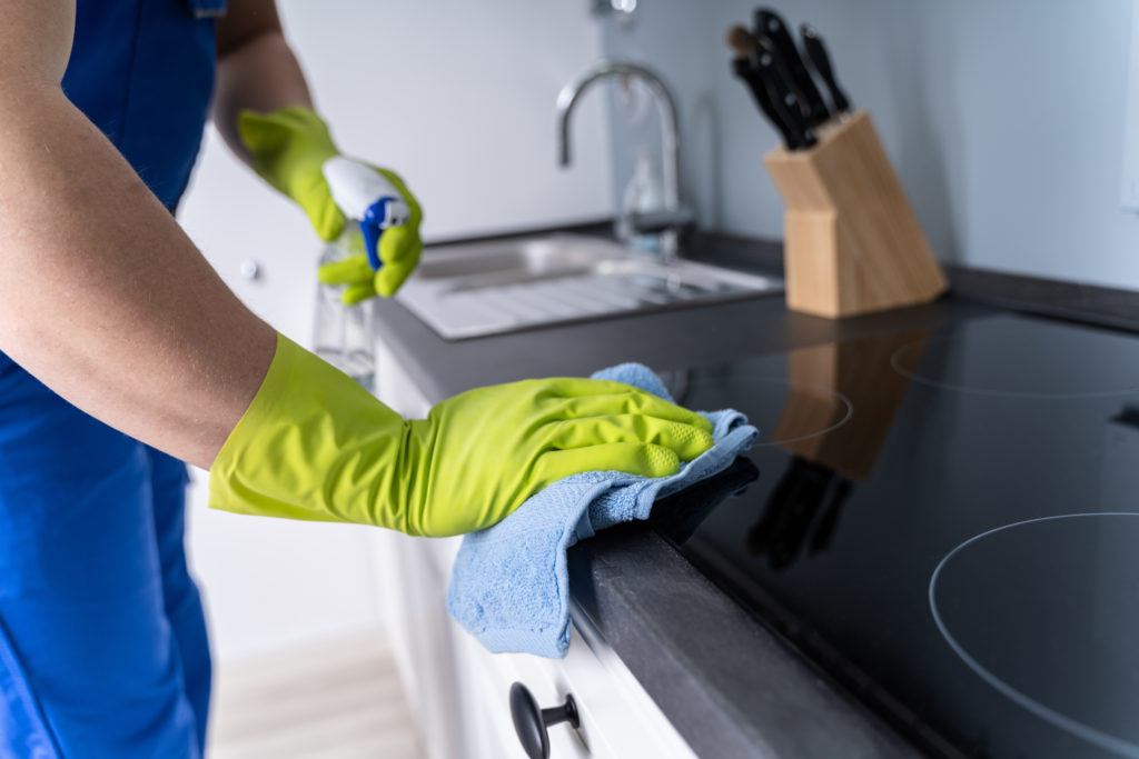 cleaning kitchen
