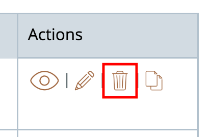 Project Actions Trash