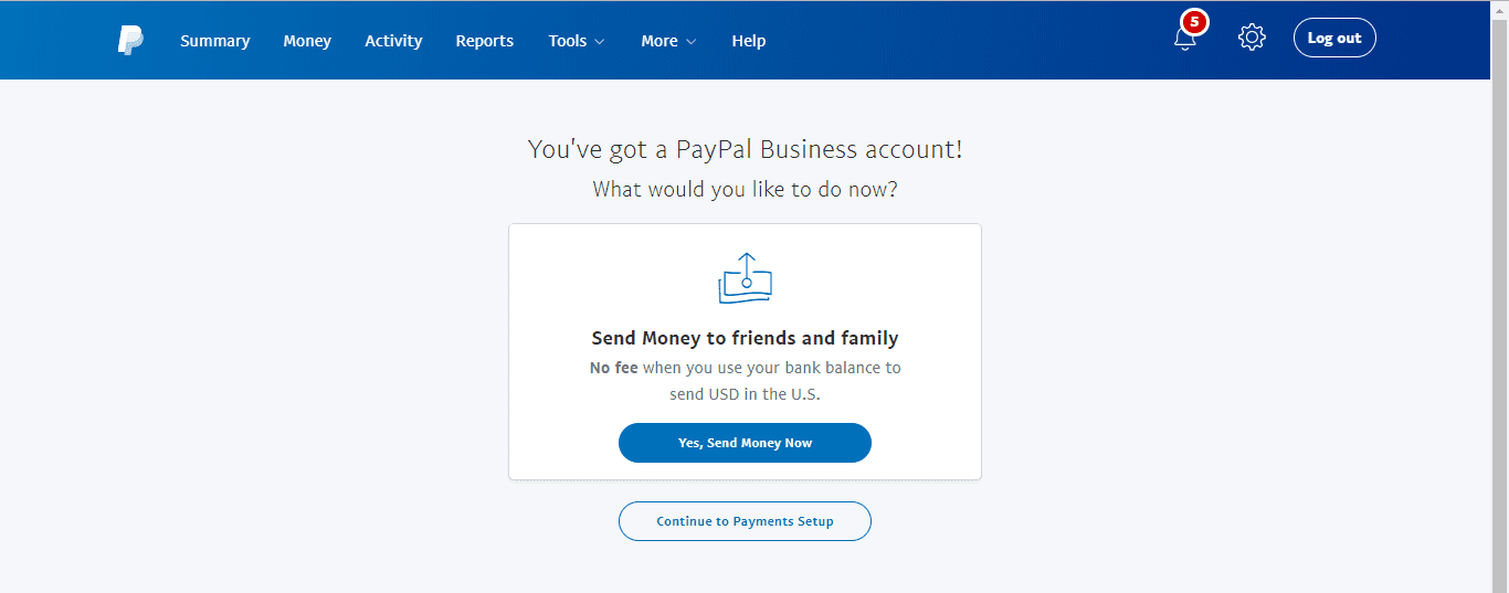 PayPal account is now created