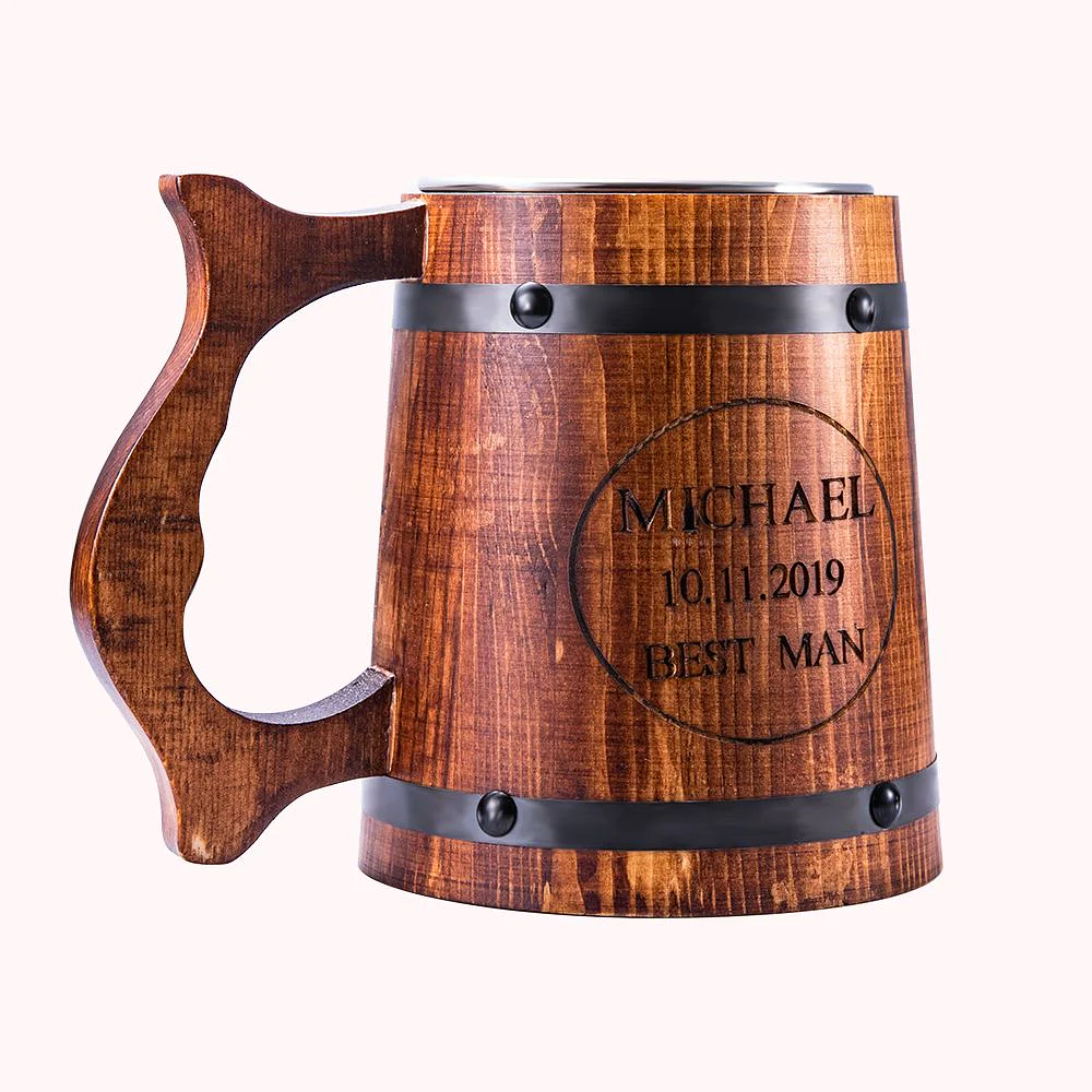 chope de bière en bois personnalisée