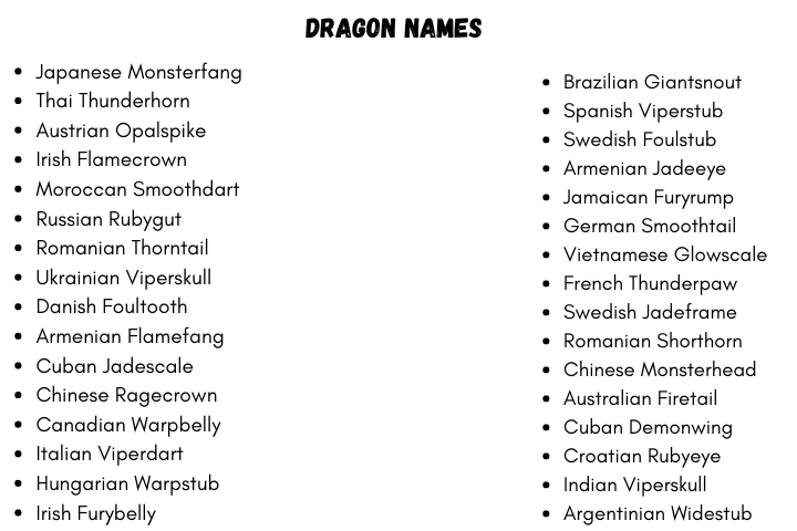 Hp Dragon Species Names