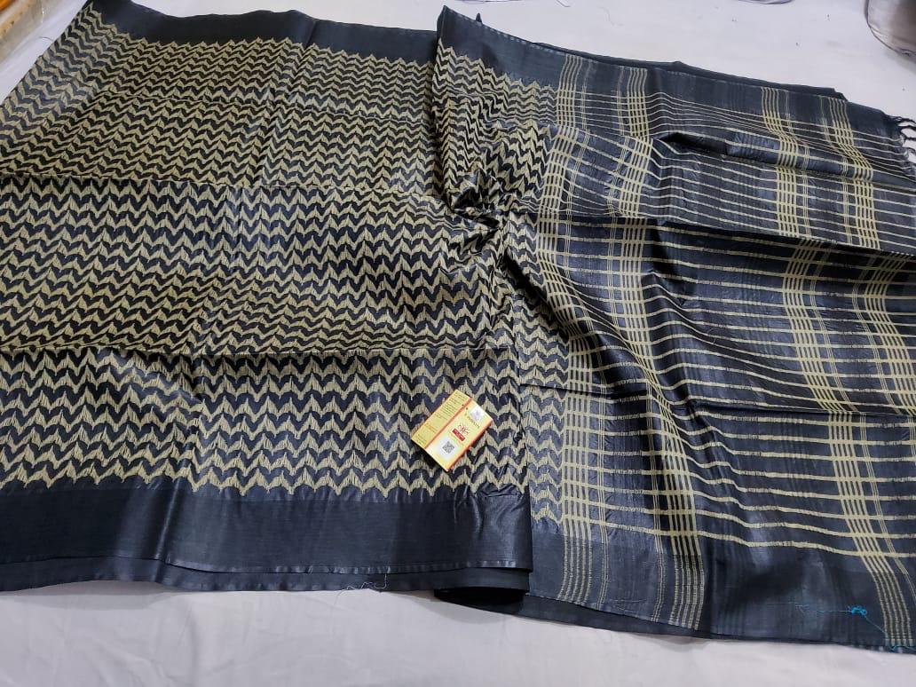 Pure Tussar silk weaving plus broket design body saree