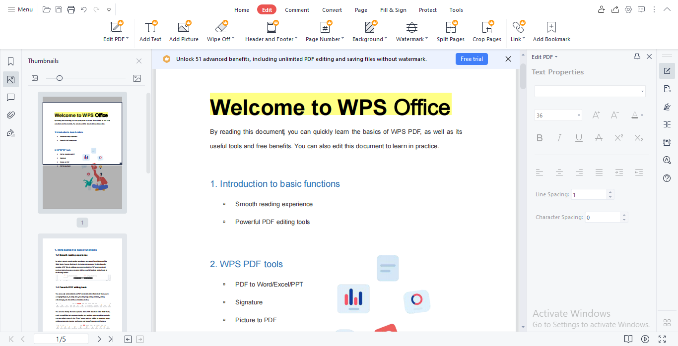 WPS Office pdf editor sa desktop