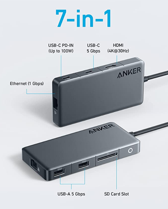 Anker USB C to Dual HDMI Adapter Dual 4K Display Hub Portable for  MacBook/iPad