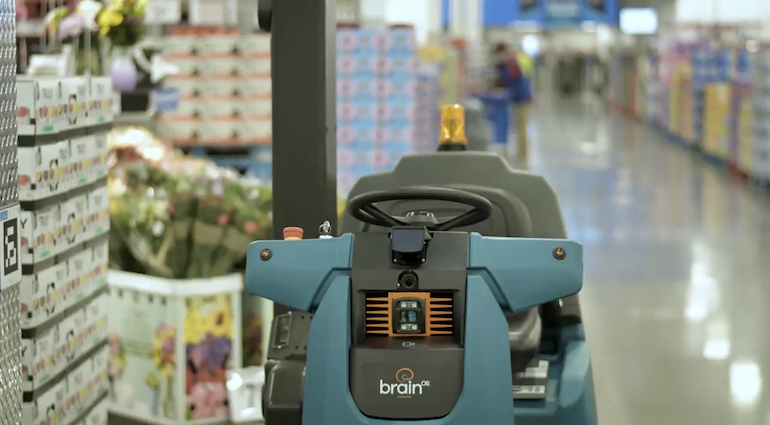 An image of the inventory scanning and floor cleaning robots