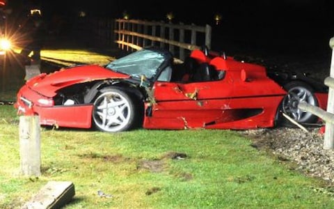 The Ferrari F50 crashed in North Warnborough, Hampshire, moments after Matthew Cobden took Alexander Worth for a drive