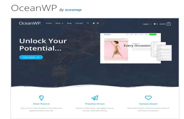 Most lightweight free WordPress themes for blogs OceanWP
