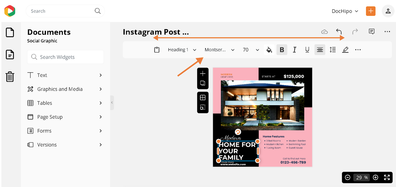 choose font to customize real estate Instagram post template text