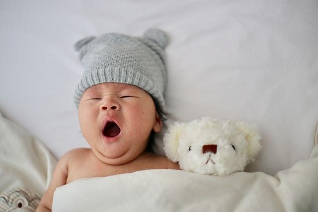 a baby yawning