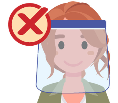 graphic of a woman with a face shield