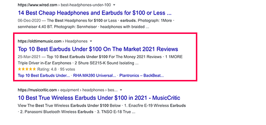 Rich snippets nos resultados da pesquisa