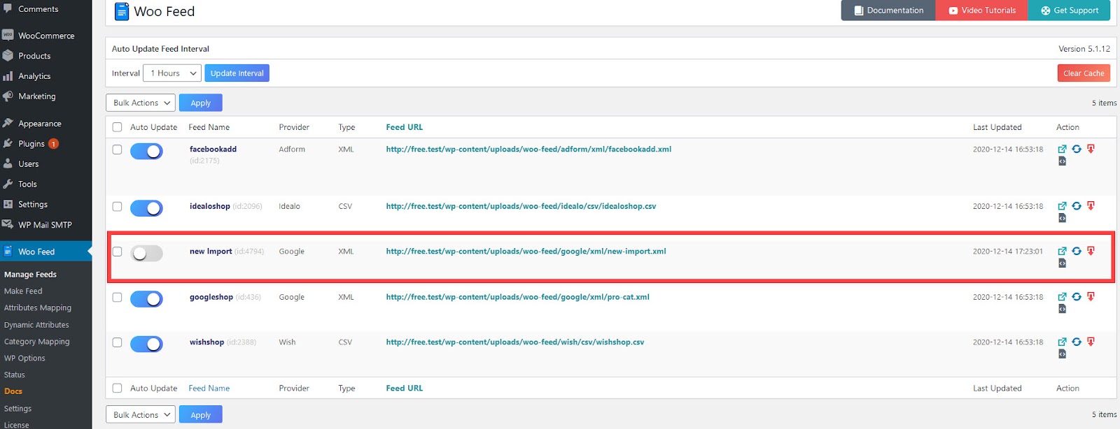 import feed in ctx feed