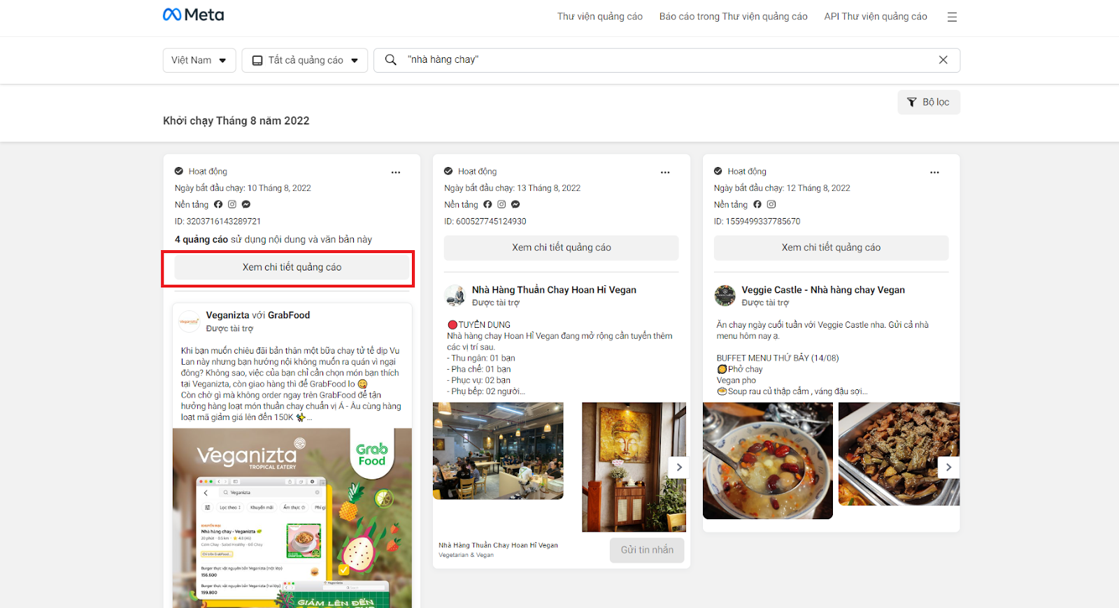 Digital Marketing ngành Nhà hàng - Nhà hàng chay trên nền tảng Facebook