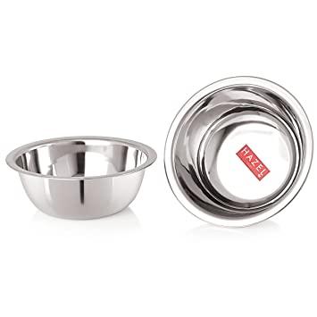 Buy HAZEL Stainless Steel Mixing Bowls , Silver , 20 cm X 9.5 cm , 2100 ml  - Set of 2 Online at Low Prices in India - Amazon.in
