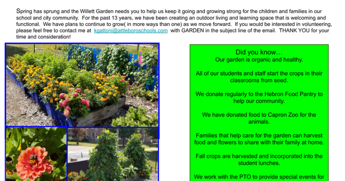  2021 Garden Post for Volunteers