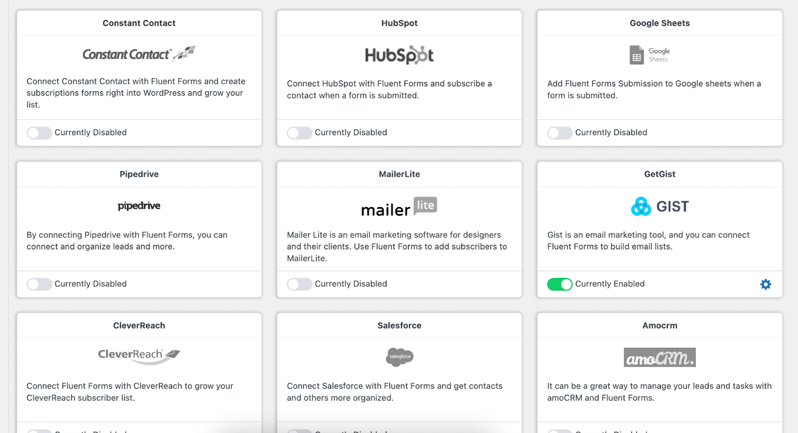 third-party integrations, Fluent Forms