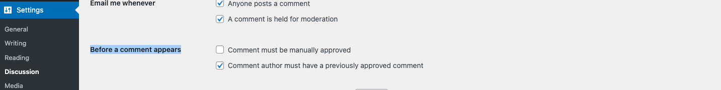 Require manual approval for blog comments in WordPress