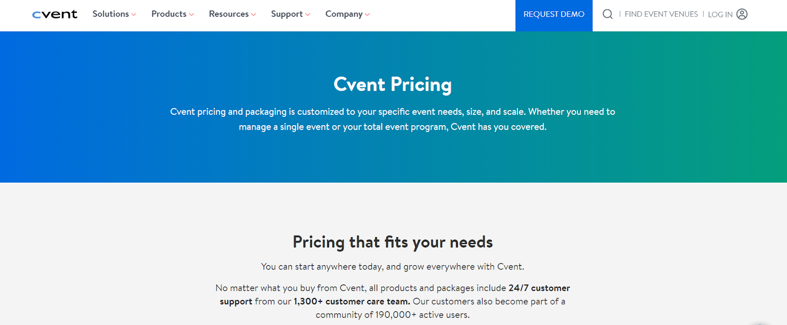 User interface: pricing Cvent