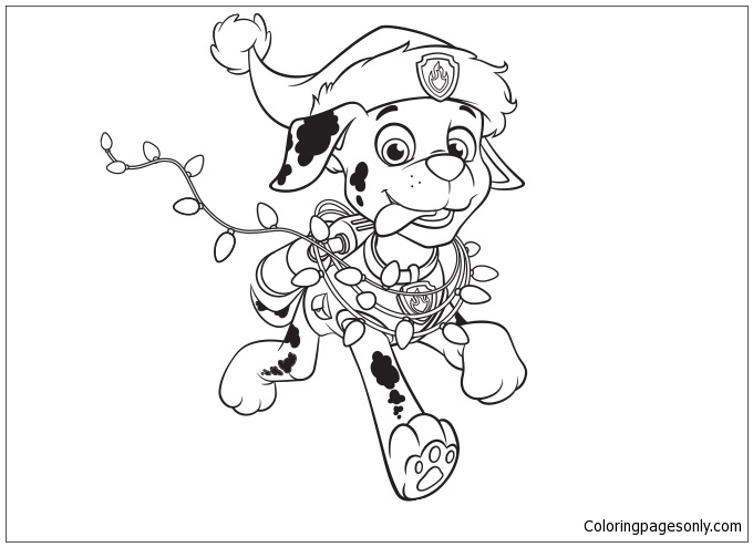 Paw Patrol Marshall Christmas Coloring Pages