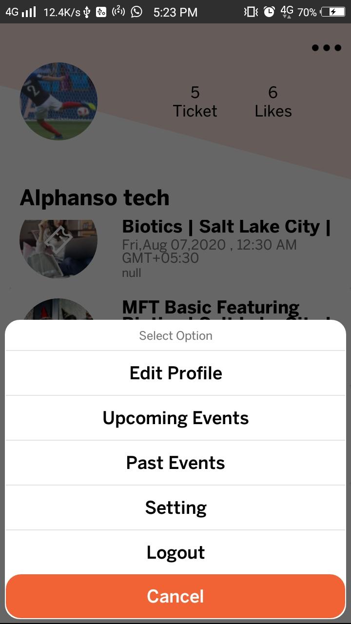 Logout on EventZ user app