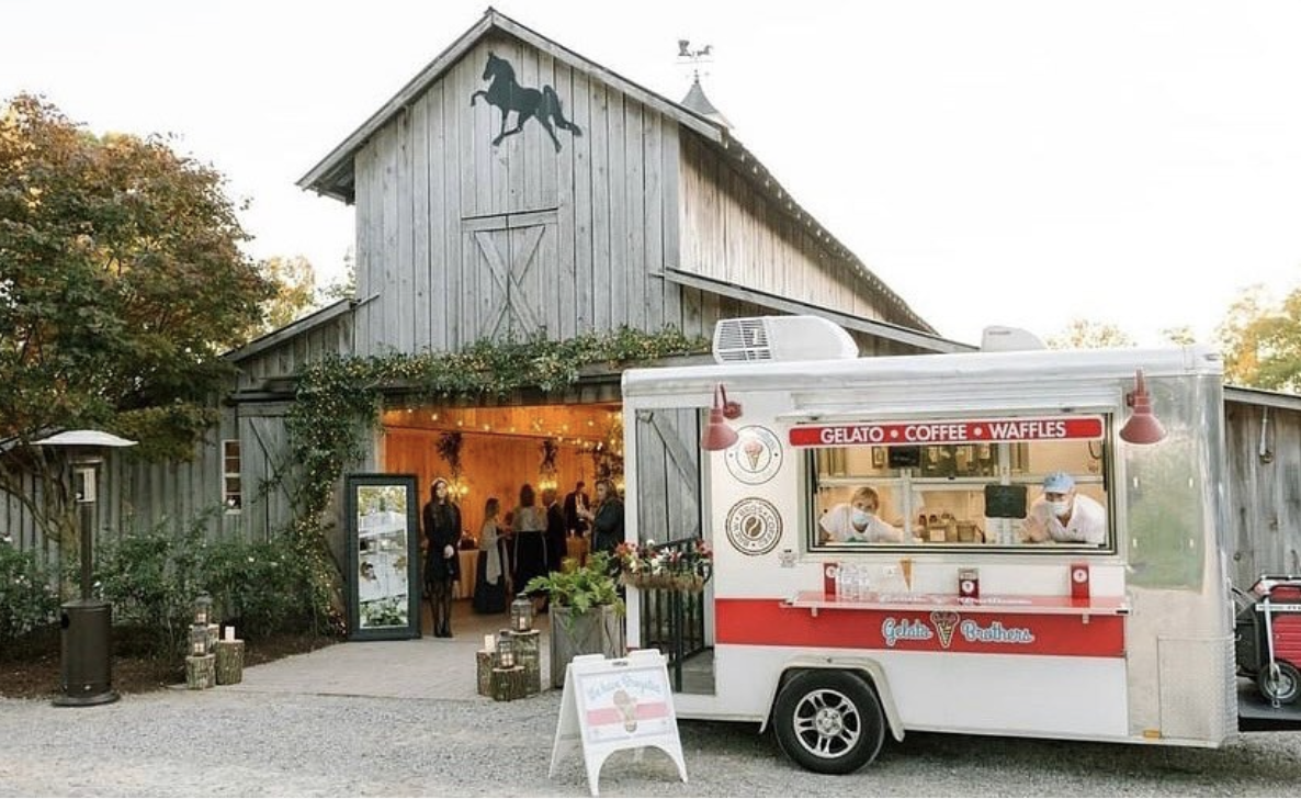 photo of gelato truck catering a wedding reception