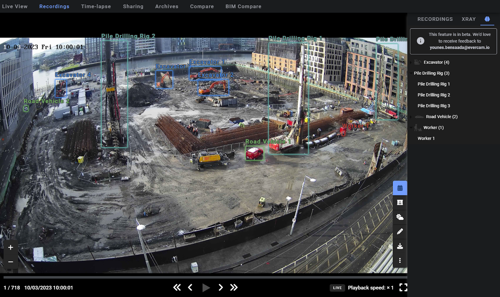 video recordings of construction site