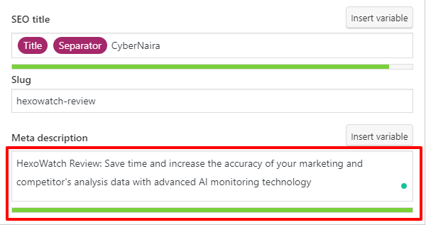 Yoast SEO Description Tag