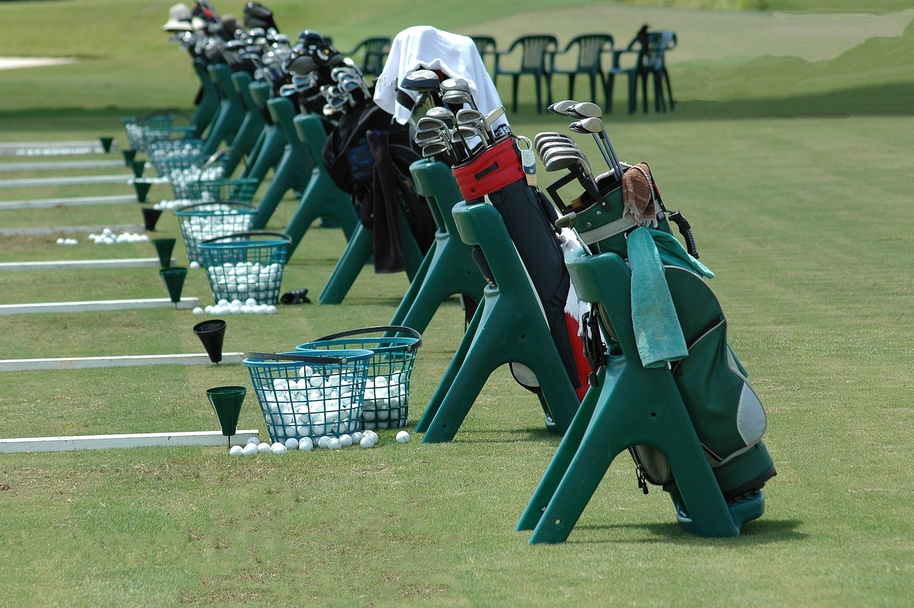 Equipment on golf putting green 