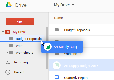 Screenshot of Google Drive