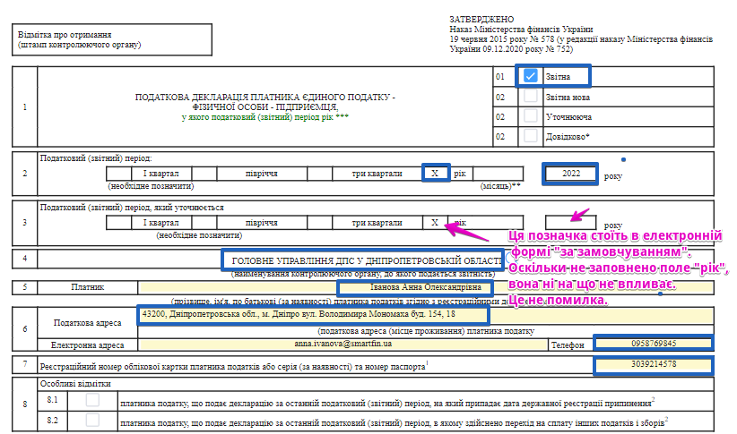 заповнення податкової декларації
