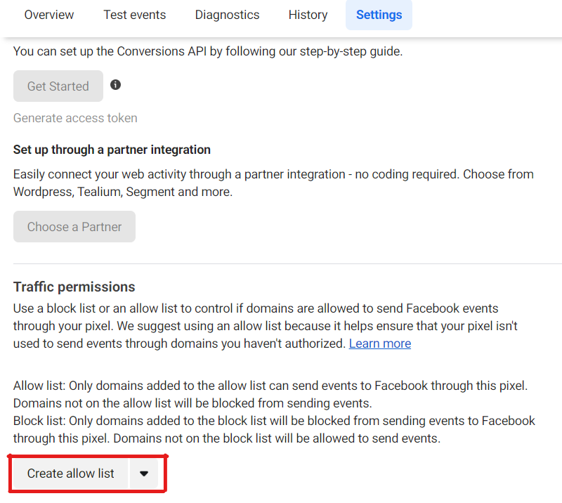 Facebook Pixel common error - New domains sending data - Create allow list domains