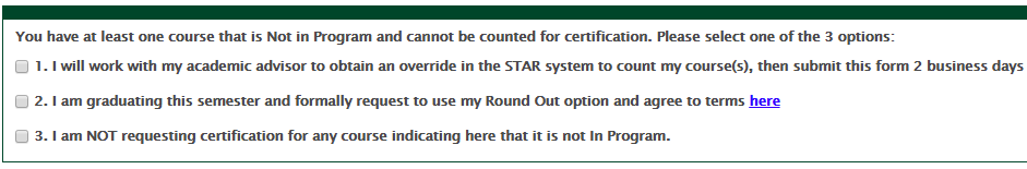 Screenshot of the not in program terms and conditions.