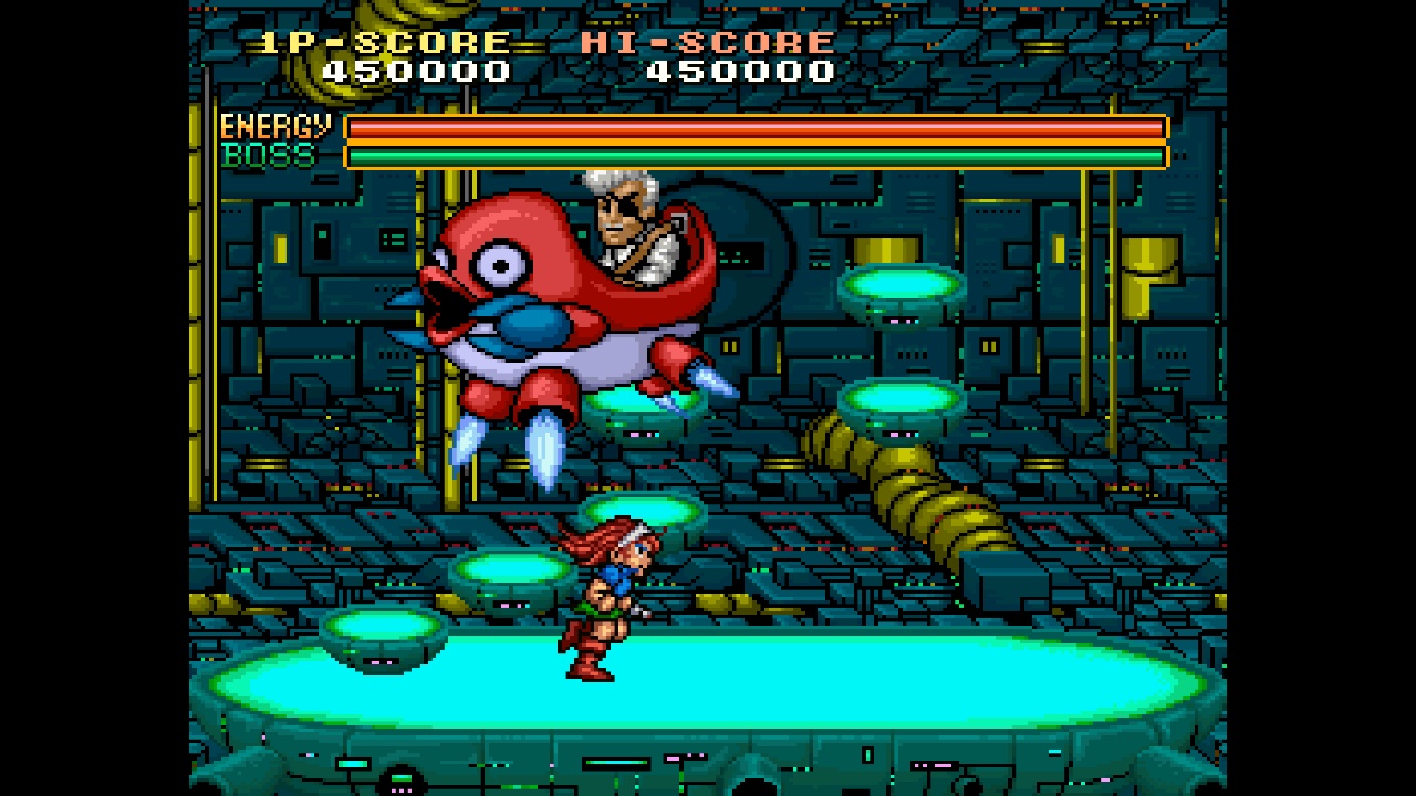 Player fights a boss that's in some kind of flying machine.