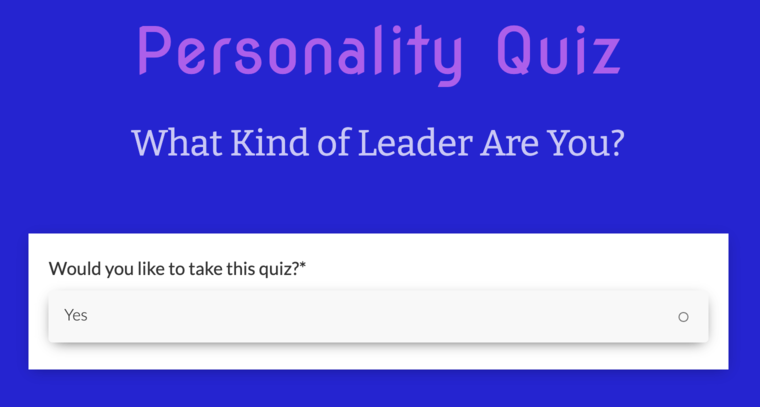 Personality Quiz Template from Paperform